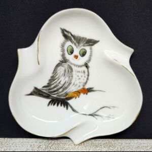 Vintage Hand Painted Owl Ashtray, 1963